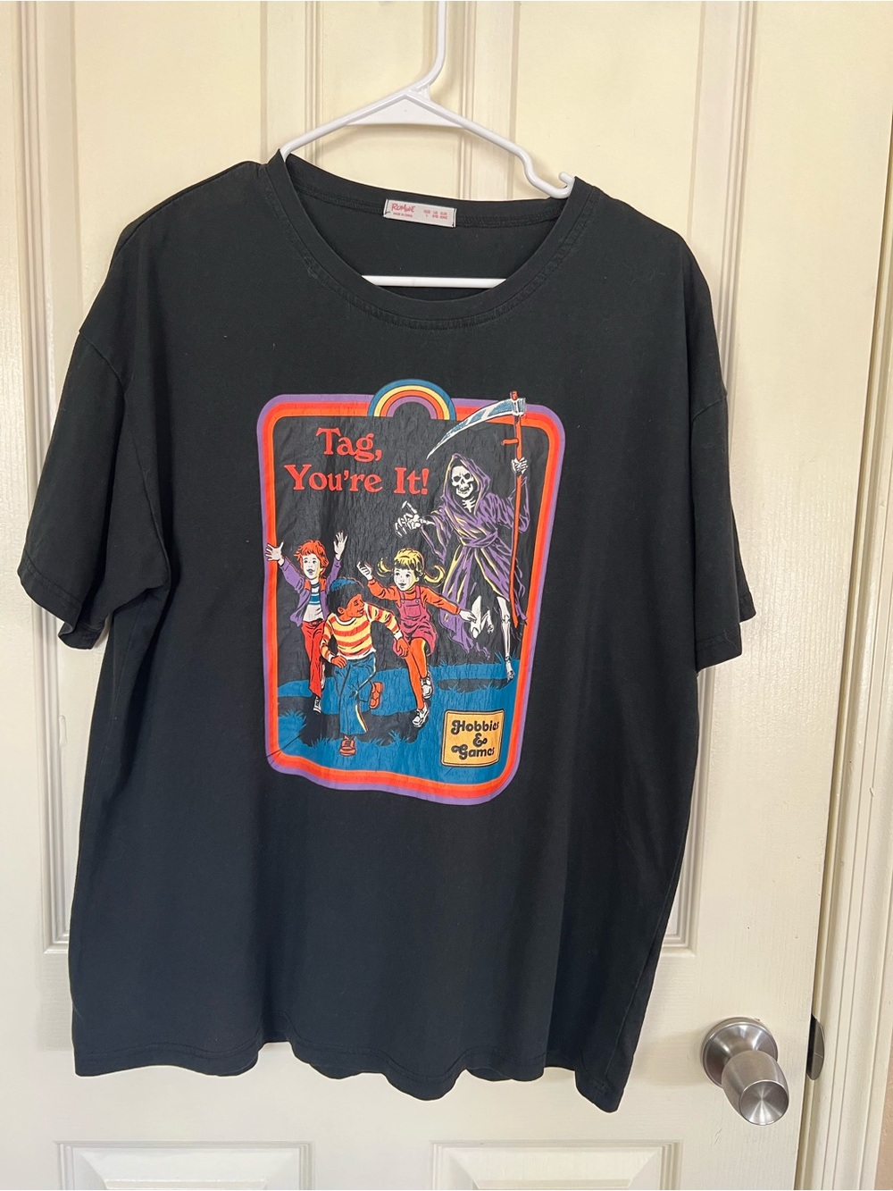 ROMWE Grim Reaper Tag You’re It Retro Halloween Graphic Tee L
